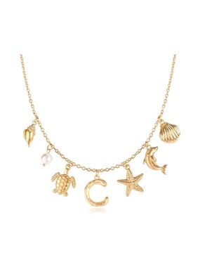 Gold Sea C Charm Beach Necklace - NWT